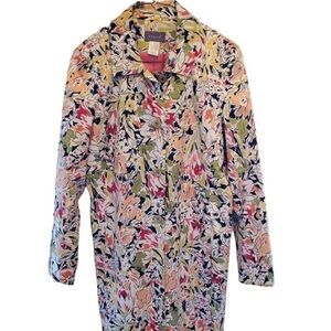Kenar Floral Button Front Raincoat Jacket Sz 10